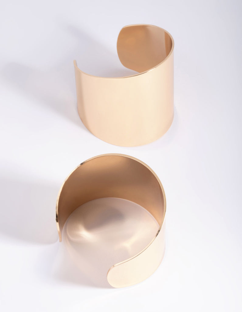 Gold Double Cuff Bangle Bracelet