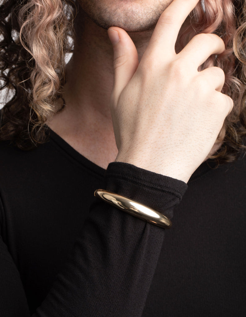 Gold Rounded Hinge Cuff Bracelet