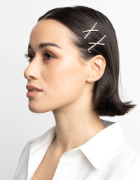 Silver Cross Diamante Hair Slide Pack - link has visual effect only