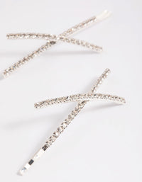 Silver Cross Diamante Hair Slide Pack - link has visual effect only