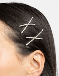 Silver Cross Diamante Hair Slide Pack - link has visual effect only