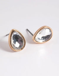 Gold Diamante Pear Stud Earrings - link has visual effect only