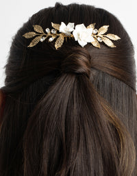 Gold Diamante Floral Comb - link has visual effect only