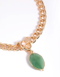 Gold Semi-Precious Stone Fob Necklace - link has visual effect only