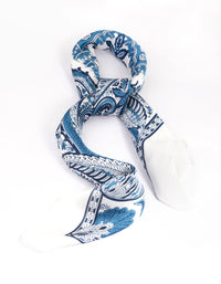 Blue Floral Paisley Print Bandana Hair Scarf - link has visual effect only