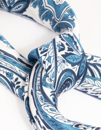 Blue Floral Paisley Print Bandana Hair Scarf - link has visual effect only