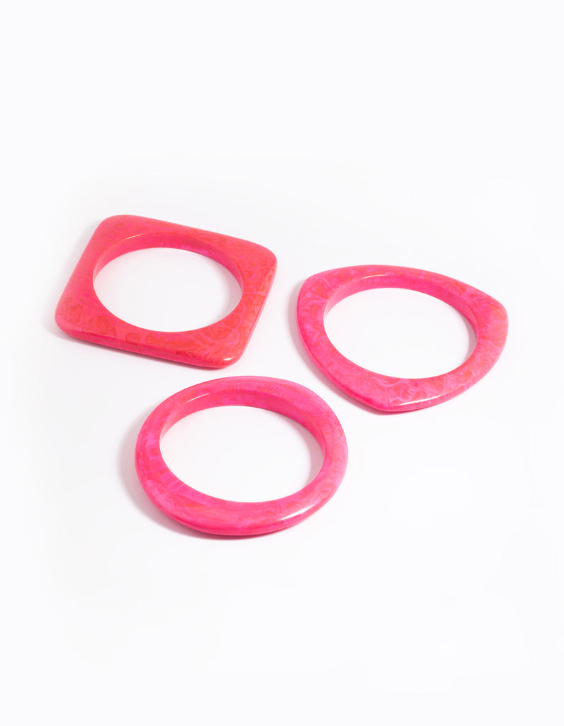 Pink Chunky Bangle Bracelet Pack