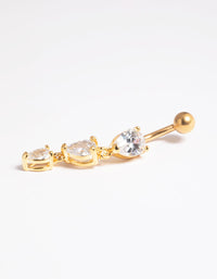 Gold Plated Titanium Threadless Crystal Pear Belly Bar - link has visual effect only