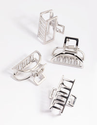 Silver Mixed Shape Small Hair Claw Clip 4-Pack - link has visual effect only