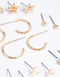 Gold Celestial Heart Stud Earring 12-Pack - link has visual effect only