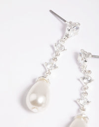 Silver Cubic Zirconia Pearl Drop Earrings - link has visual effect only