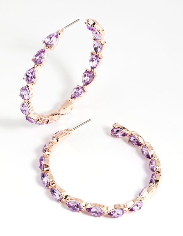 Lilac Pear Stone Hoop Earrings