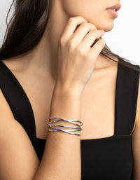 Silver Cross Over Cuff Bracelet - link has visual effect only