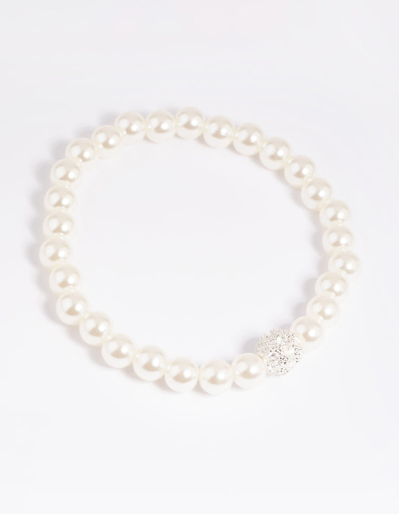 Silver Pearl Stretch Bracelet