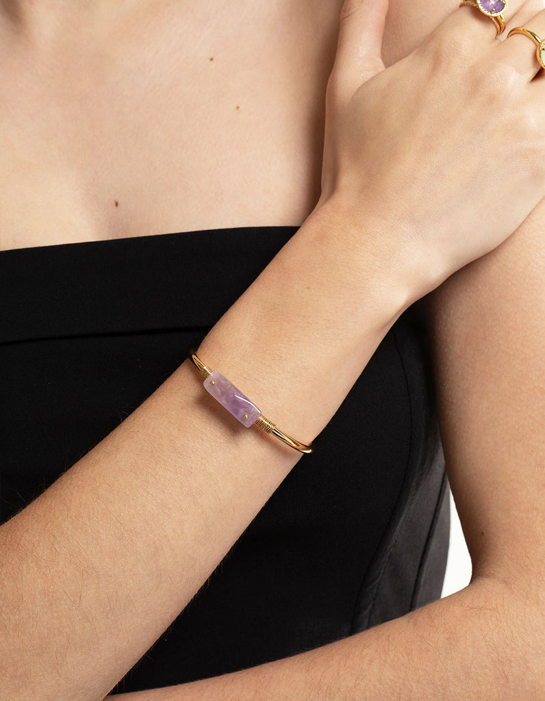 Gold Plated Amethyst Cuff Bracelet