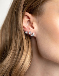 Rhodium Diamond Simulant Stud Earring 6-Pack - link has visual effect only