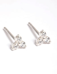 Sterling Silver Cubic Zirconia Stud Earrings - link has visual effect only