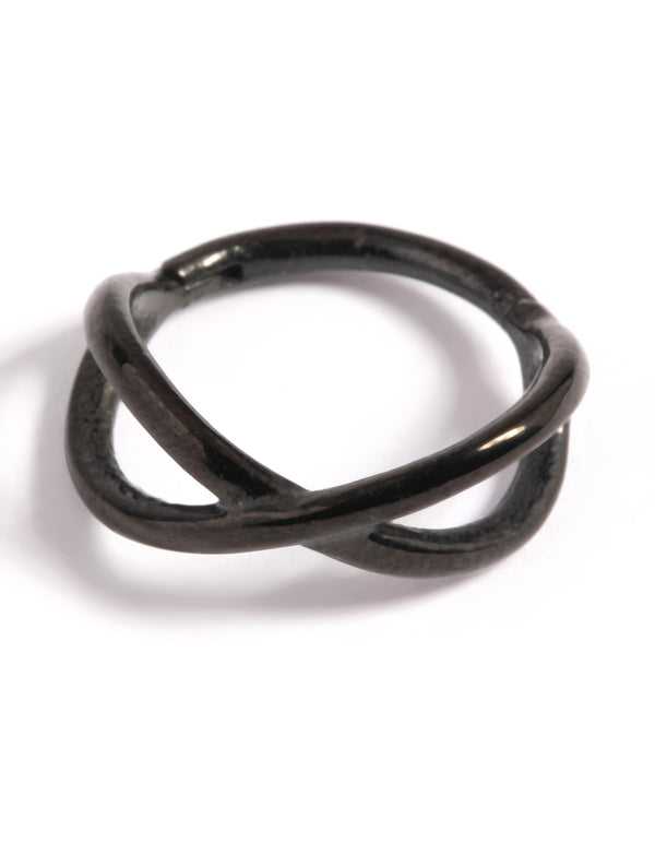 Matte Black Surgical Steel Twisted Clicker Ring