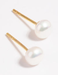 Gold Plated Sterling Silver Freshwater Pearl Stud Earrings - link has visual effect only