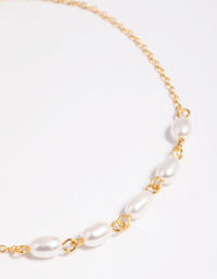 Gold Plated Sterling Silver Freshwater Pearl Chain Bracelet - link has visual effect only