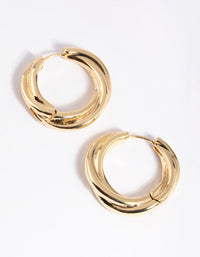 Gold Plated Chunky Molten Huggie Hoop Earrings - link has visual effect only