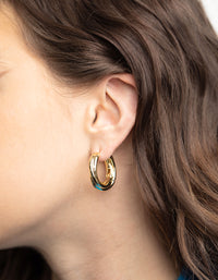 Gold Plated Chunky Molten Huggie Hoop Earrings - link has visual effect only