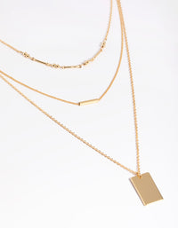 Gold Plated Rectangular Layered Necklace - link has visual effect only