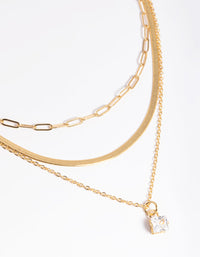 Gold Plated Cubic Zirconia Chain Necklace - link has visual effect only