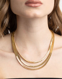 Gold Plated Snake Chain Layered Necklace - link has visual effect only