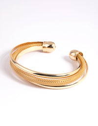 Gold Plated Smooth Cuff Bangle Bracelet - link has visual effect only