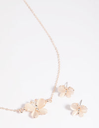 Blush Butterfly Necklace & Earrings Set - link has visual effect only