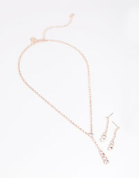 Rose Gold Diamante Necklace & Earrings Set - link has visual effect only