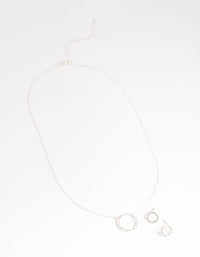 Silver Circle Diamante Necklace & Earrings Set - link has visual effect only