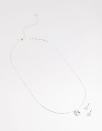 Silver Diamante Pear Necklace & Earrings Set - link has visual effect only