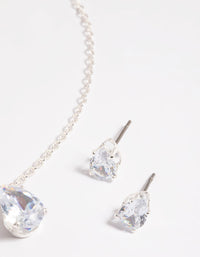 Silver Diamante Pear Necklace & Earrings Set - link has visual effect only