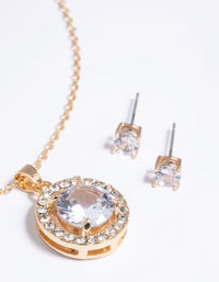 Gold Diamante Stone Necklace & Earrings Set - link has visual effect only