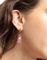 Pink Cute Bear Huggie Hoop Earrings - link has visual effect only