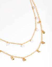 Gold Plated Cubic Zirconia Layered Necklace - link has visual effect only