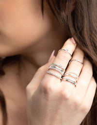 Silver Diamante Mixed Band Ring Stack Pack - link has visual effect only