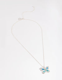 Silver Statement Diamante Butterfly Necklace - link has visual effect only