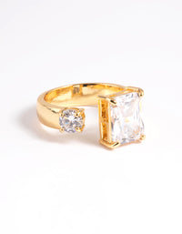 Gold Plated Cubic Zirconia Solitaire Ring - link has visual effect only