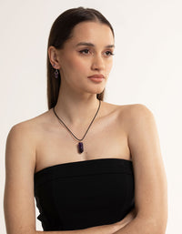 Gold Amethyst Shard Cord Necklace - link has visual effect only