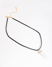 Gold Clear Quartz Shard Cord Necklace - link has visual effect only