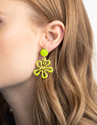 Green Circle Flower Drop Earrings - link has visual effect only