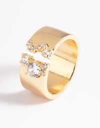 Gold Plated Cubic Zirconia Open Front Ring - link has visual effect only