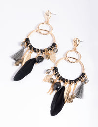 Black Beaded Drop Earrings - link has visual effect only