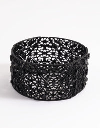 Matte Black Diamante Statement Bracelet - link has visual effect only