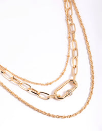 Gold Carabiner Layered Necklace - link has visual effect only