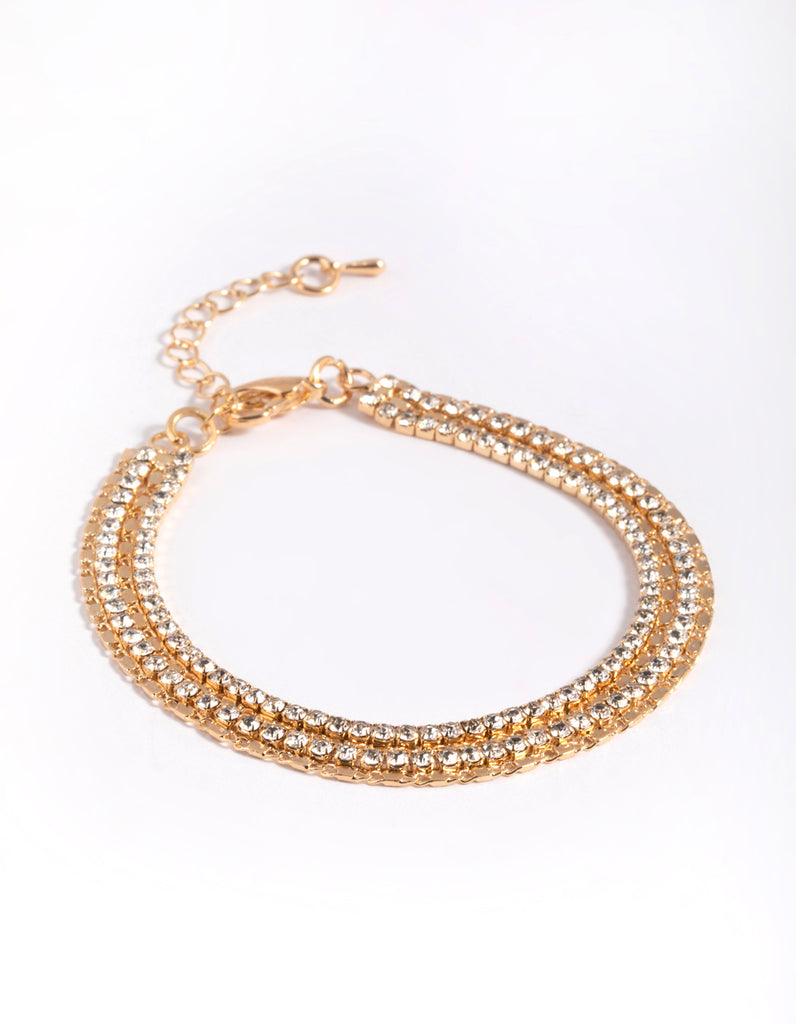 Gold Diamante Layered Bracelet