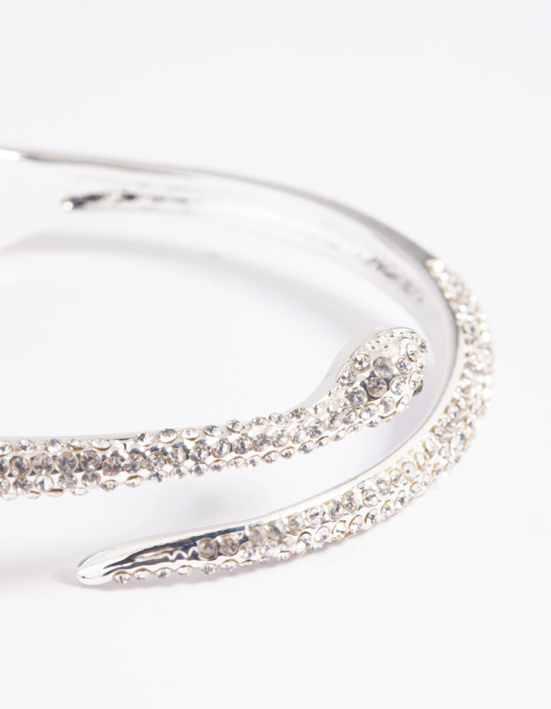 Silver Diamante Snake Hinge Bracelet